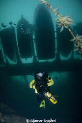 Re-breather diver hanging around under the pir. by Bjørnar Nygård 